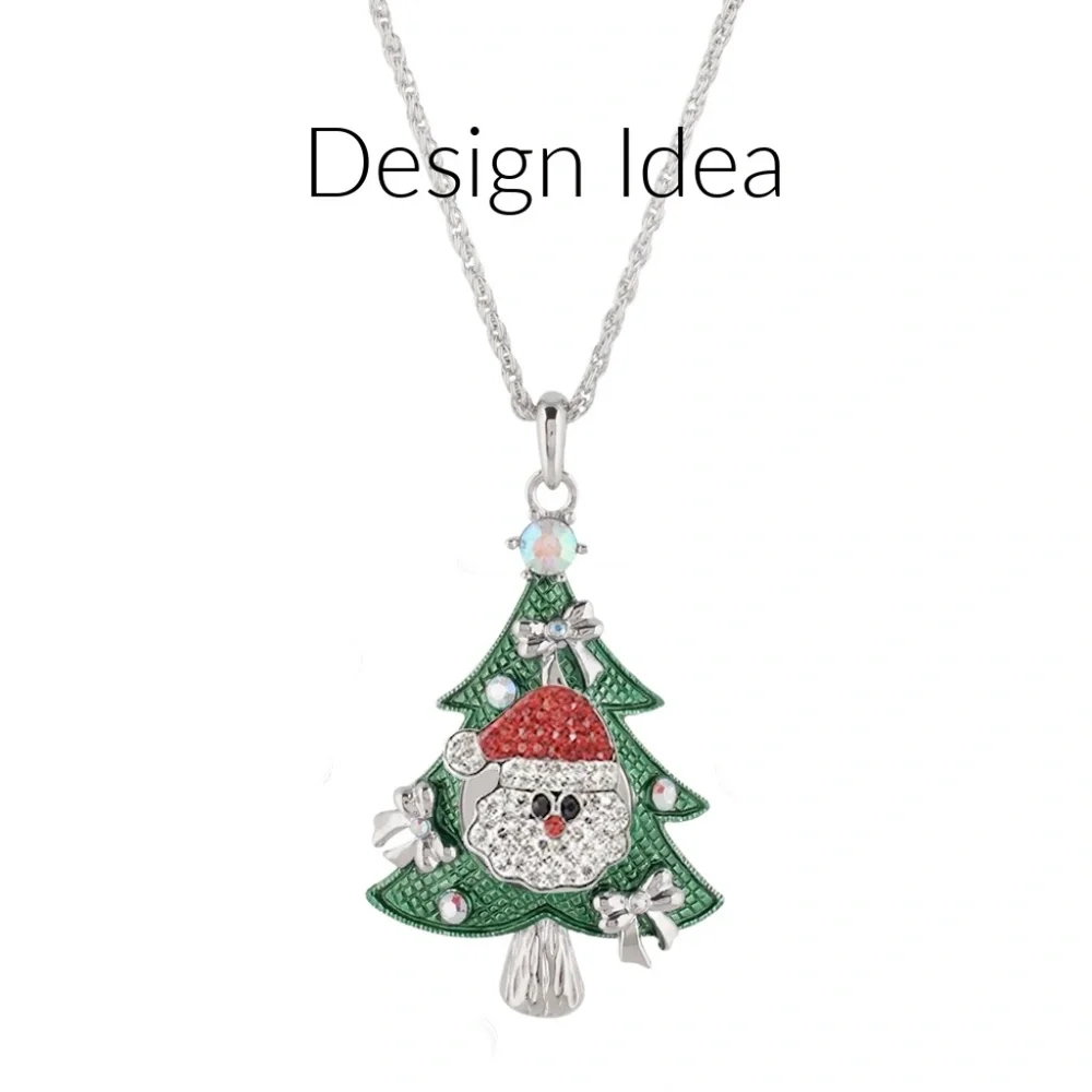 Snap Charm Christmas Tree Large Pendant Necklace Includes Chain - Picture 4 of 5